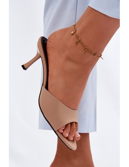 Women's Platform Material Beige Heeled Sandals Selmira