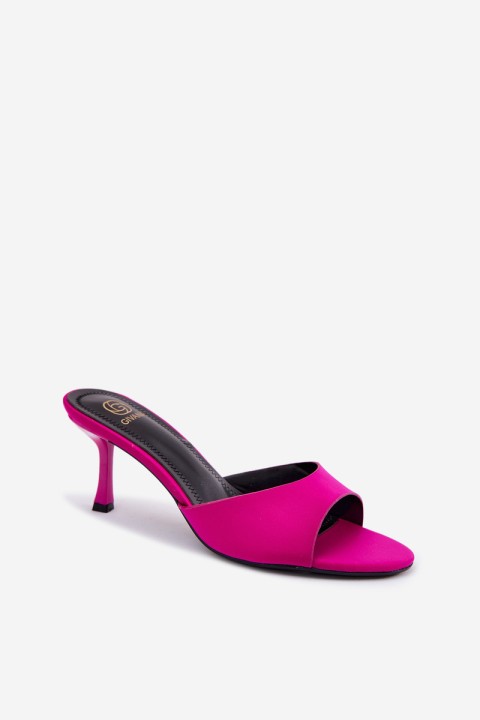Women's Fuchsia Fabric High Heel Slides Selmira