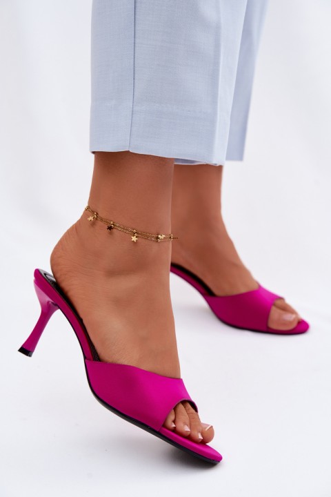 Women's Fuchsia Fabric High Heel Slides Selmira