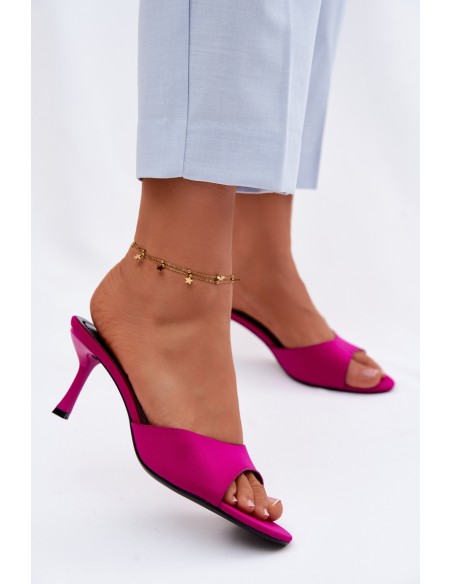 Women's Fuchsia Fabric High Heel Slides Selmira