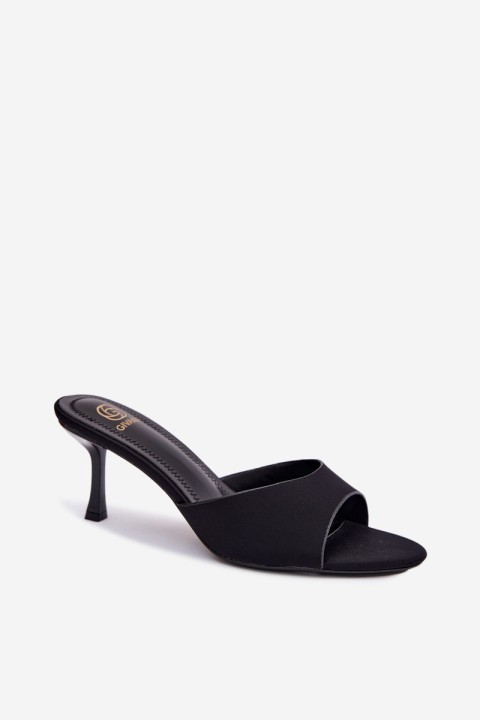 Women's High-Heeled Fabric Black Sandals Selmira