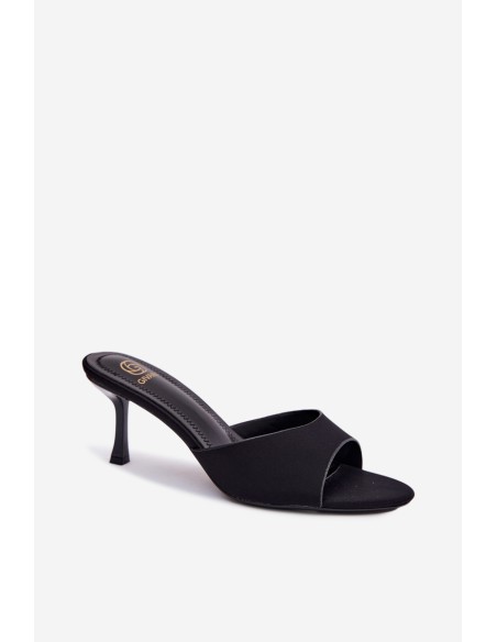 Women's High-Heeled Fabric Black Sandals Selmira