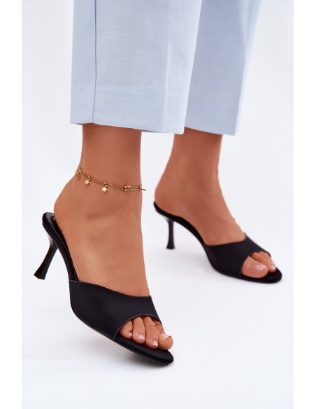 Women's High-Heeled Fabric Black Sandals Selmira