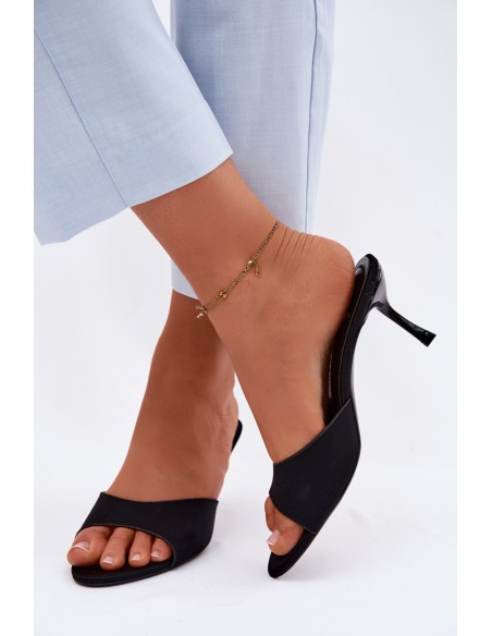 Women's High-Heeled Fabric Black Sandals Selmira