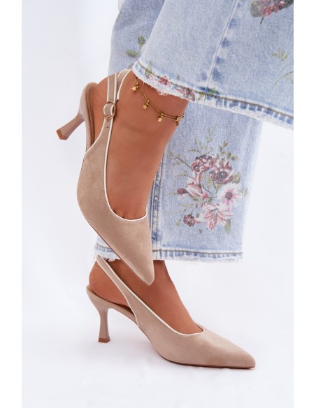 Women's High Heel Sandals With Trim Beige Relmira