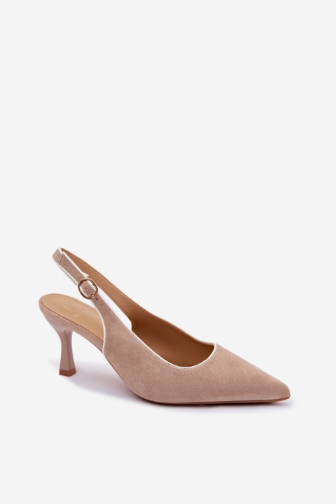 Women's High Heel Sandals With Trim Beige Relmira