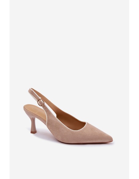 Women's High Heel Sandals With Trim Beige Relmira