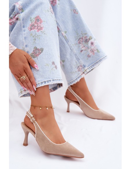 Women's High Heel Sandals With Trim Beige Relmira