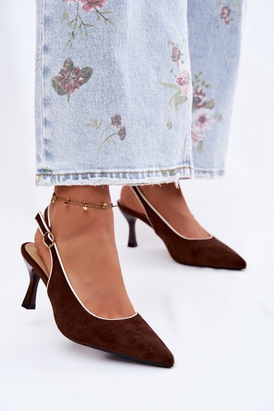 Women's High Heel Sandals With Trim Chocolate Relmira