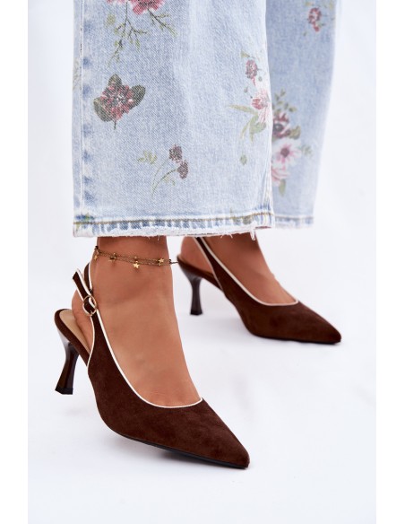 Women's High Heel Sandals With Trim Chocolate Relmira
