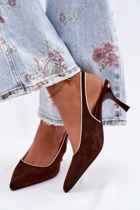 Women's High Heel Sandals With Trim Chocolate Relmira