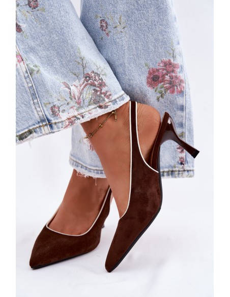 Women's High Heel Sandals With Trim Chocolate Relmira