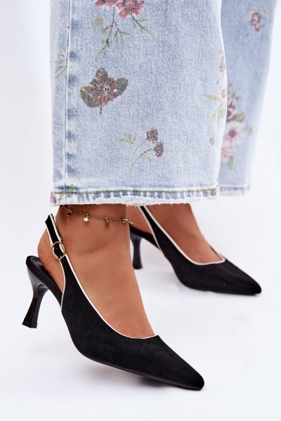 Women's High Heel Sandals With Trim Black Relmira