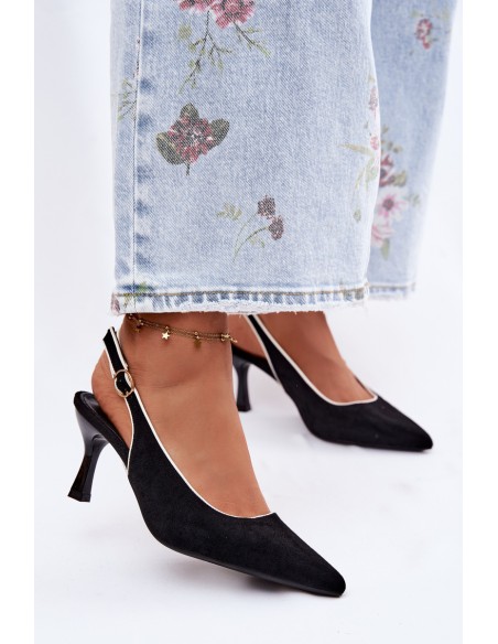 Women's High Heel Sandals With Trim Black Relmira