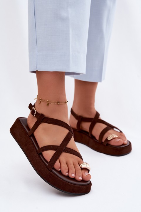 Platform Sandals With Gold Detail Chocolate Olmira