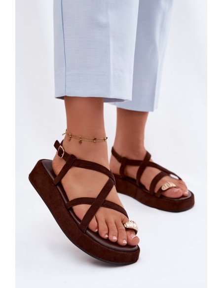 Platform Sandals With Gold Detail Chocolate Olmira