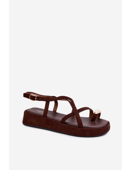 Platform Sandals With Gold Detail Chocolate Olmira