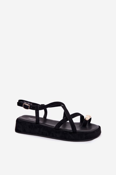 Platform Sandals With Gold Detail Black Olmira 2