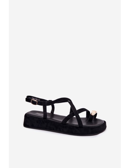 Platform Sandals With Gold Detail Black Olmira