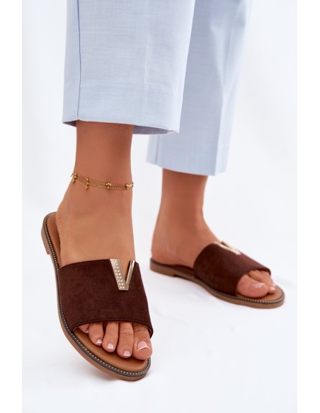 Women's Flat Shoes With Decorative Detail V Chocolate Nelmira