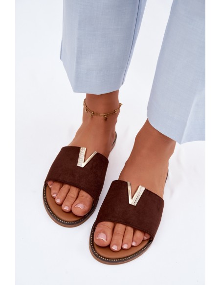 Women's Flat Shoes With Decorative Detail V Chocolate Nelmira