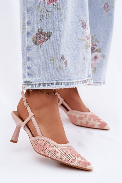 Pink Flowered High Heeled Sandals Kelmira
