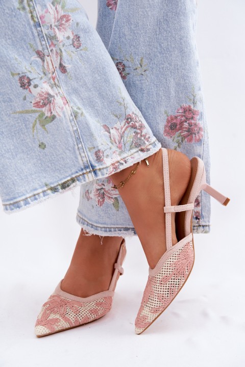 Pink Flowered High Heeled Sandals Kelmira