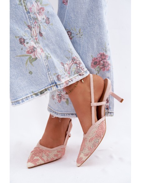 Pink Flowered High Heeled Sandals Kelmira