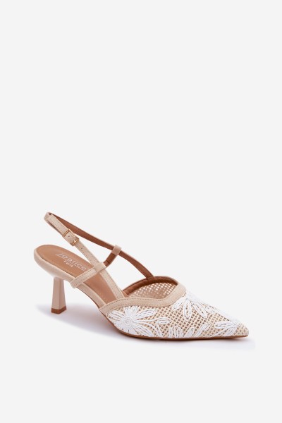 Beige Heeled Sandals With Flowers Kelmira 2