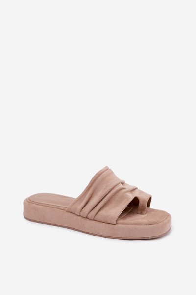 Women's Ruffled Beige Slides Gelmira 2