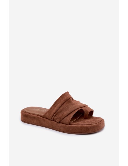 Women's Ruffled Brown Slides Gelmira