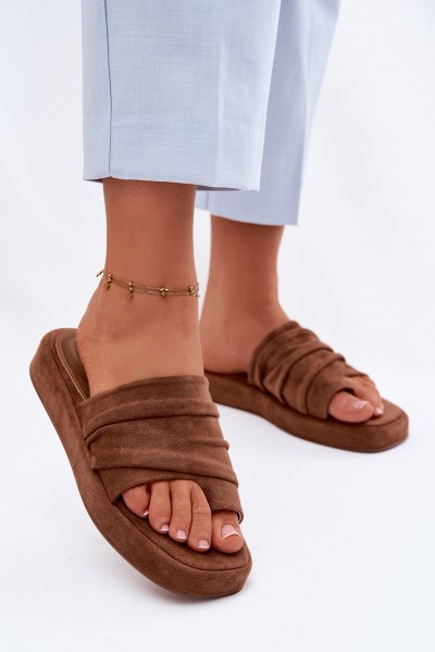 Women's Ruffled Brown Slides Gelmira 2