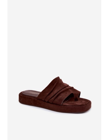 Women's Ruched Chocolate Brown Gelmira Slides