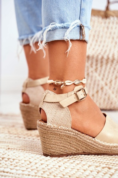 Sandals On A Braided Wedge Gold Maritta 2