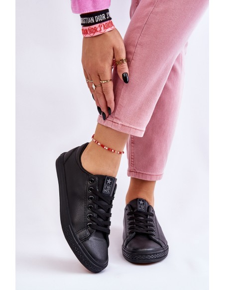 Women's Classic Leather Sneakers Black Misima