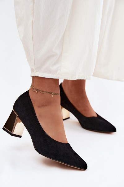 Vinceza Suede Heeled Shoes 66921 Black