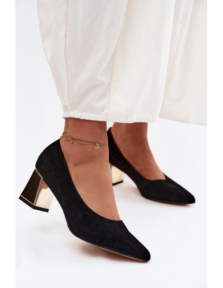 Vinceza Suede Heeled Shoes 66921 Black