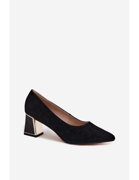 Vinceza Suede Heeled Shoes 66921 Black