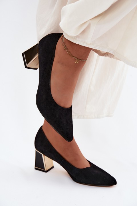 Vinceza Suede Heeled Shoes 66921 Black