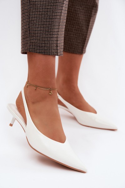 Patent Leather Women's Sandals Made of Faux Leather with Heels White Averelle