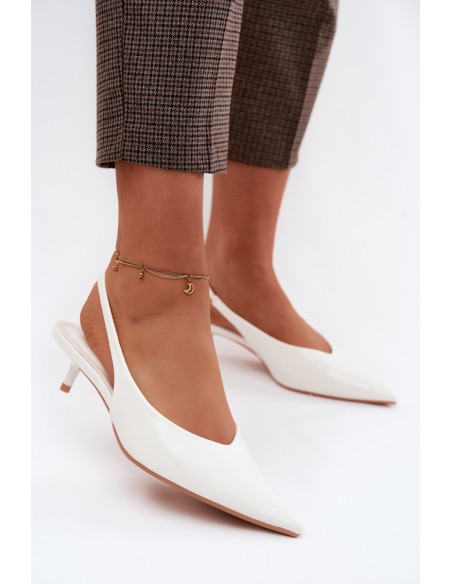 Patent Leather Women's Sandals Made of Faux Leather with Heels White Averelle