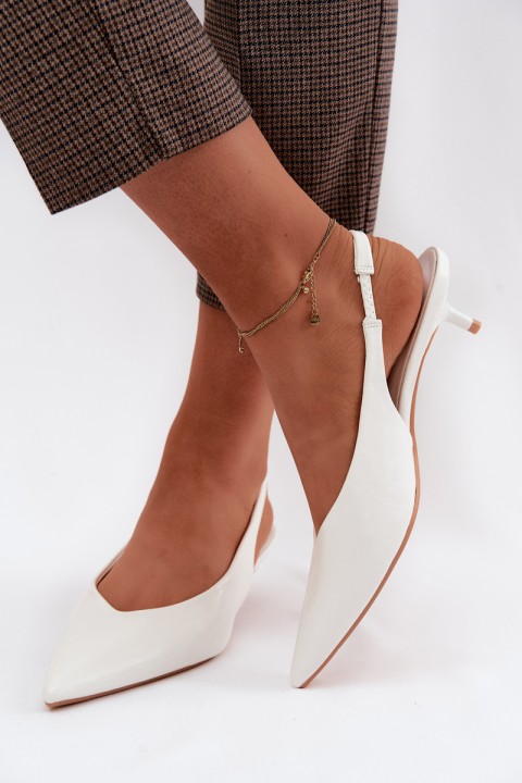 Patent Leather Women's Sandals Made of Faux Leather with Heels White Averelle