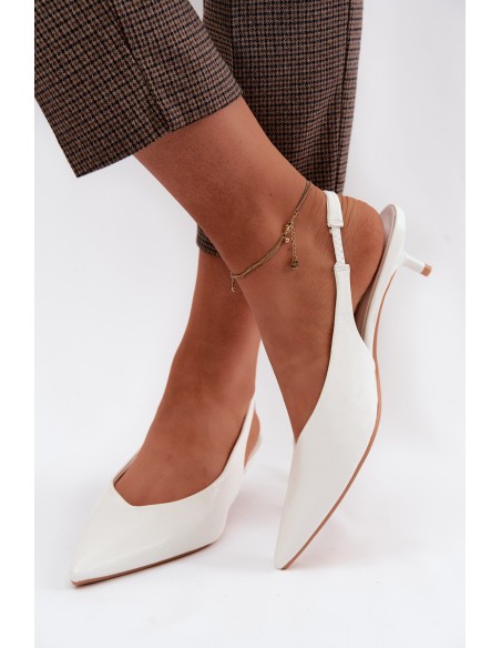 Patent Leather Women's Sandals Made of Faux Leather with Heels White Averelle