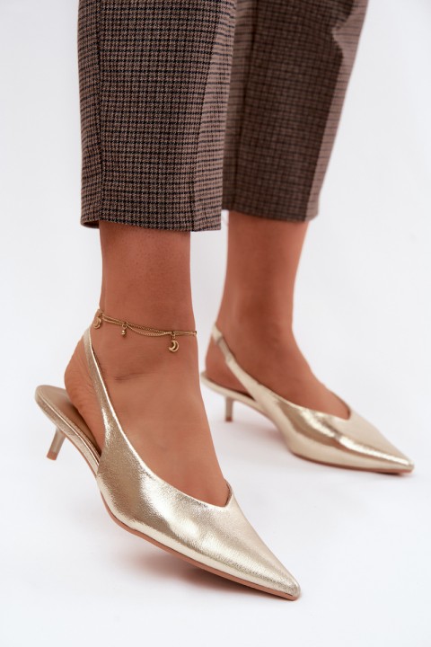 Women's Faux Leather Heeled Sandals Gold Averelle