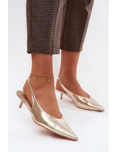 Women's Faux Leather Heeled Sandals Gold Averelle