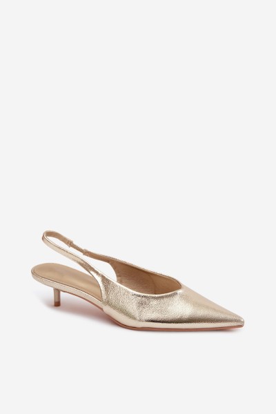 Women's Faux Leather Heeled Sandals Gold Averelle 2