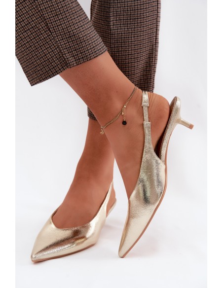 Women's Faux Leather Heeled Sandals Gold Averelle