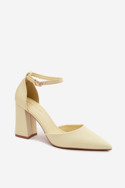 Yellow Block Heel Shoes Selvra
