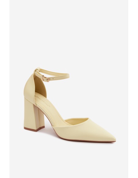 Yellow Block Heel Shoes Selvra