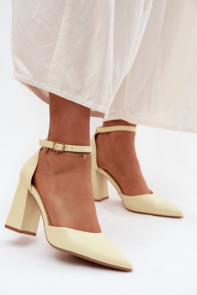 Yellow Block Heel Shoes Selvra 2